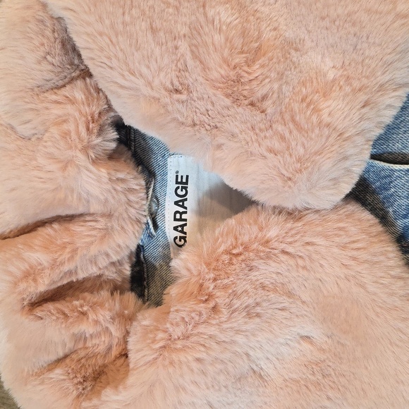 Garage Denim Jacket with Pink Faux Fur. Size S - Picture 2 of 6